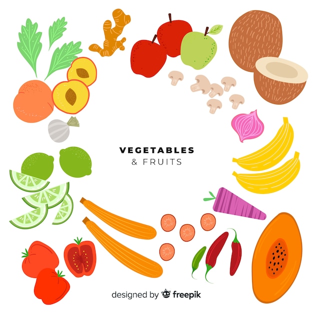 Flat fruit and vegetable set