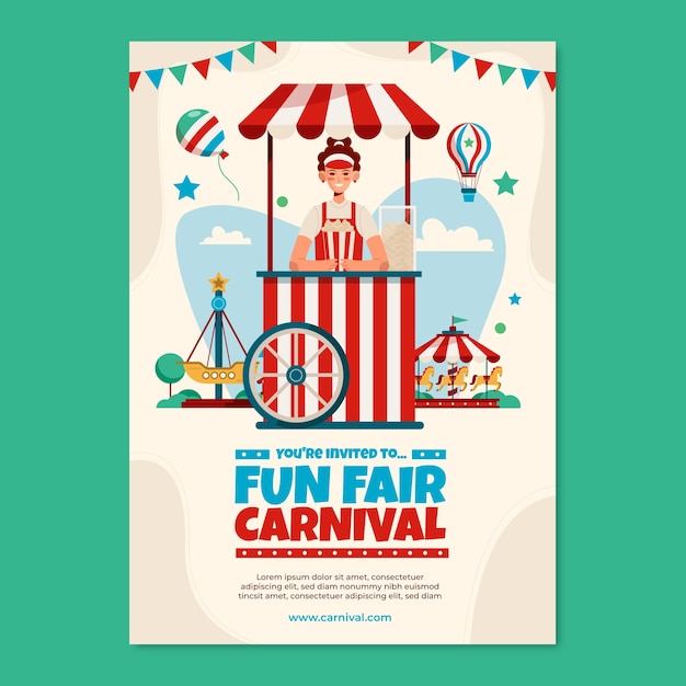 Free vector flat funfair invitation template