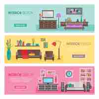 Free vector flat furniture banner set