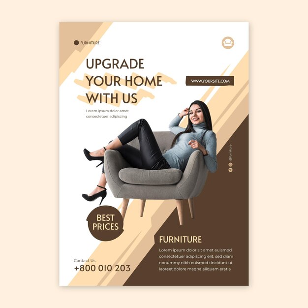 Flat furniture flyer template