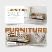 Бесплатное векторное изображение Продажа плоской мебели баннер с фото