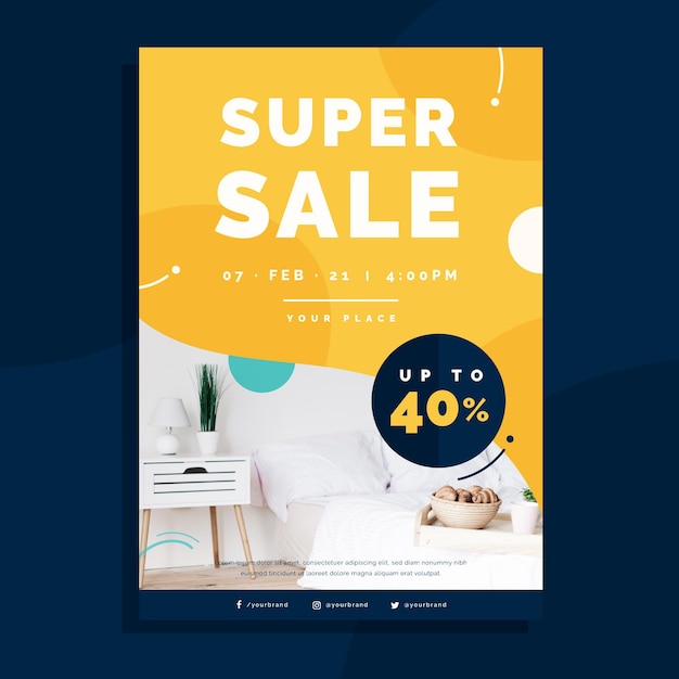 Free vector flat furniture sale flyer template