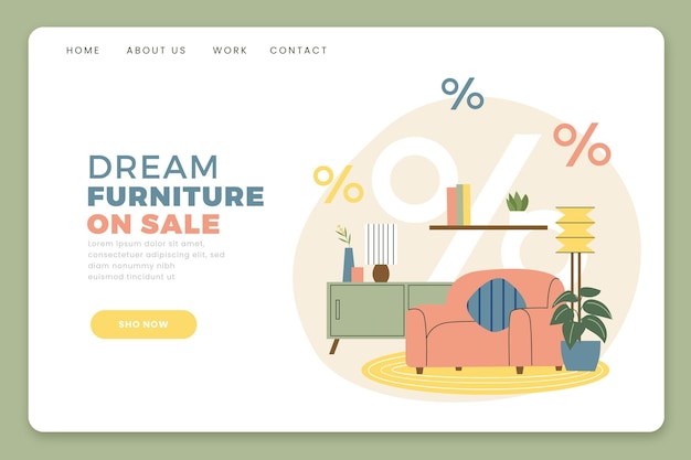 Flat furniture sale landing page template