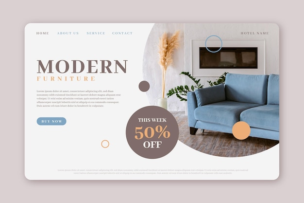 Free vector flat furniture sale landing page with photo