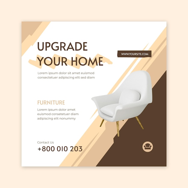 Flat furniture square flyer template