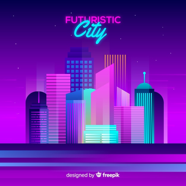 Free vector flat futuristic city background