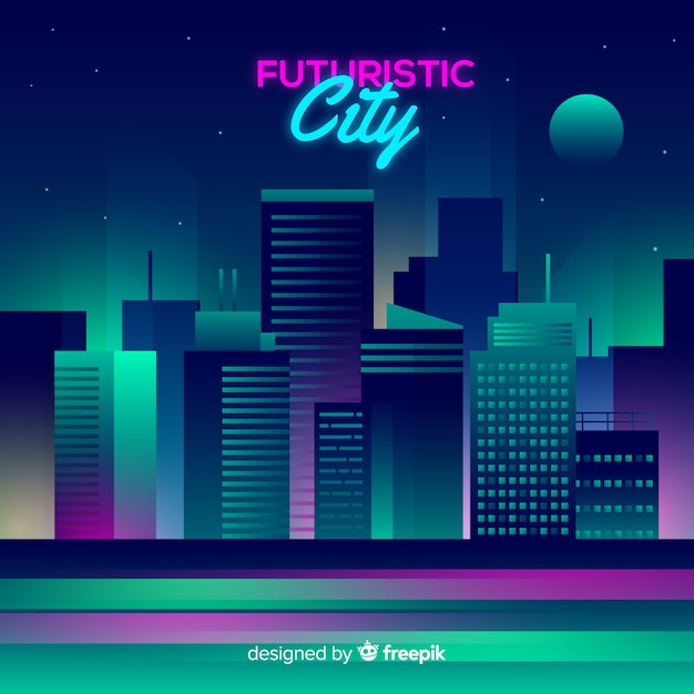 Free vector flat futuristic city background