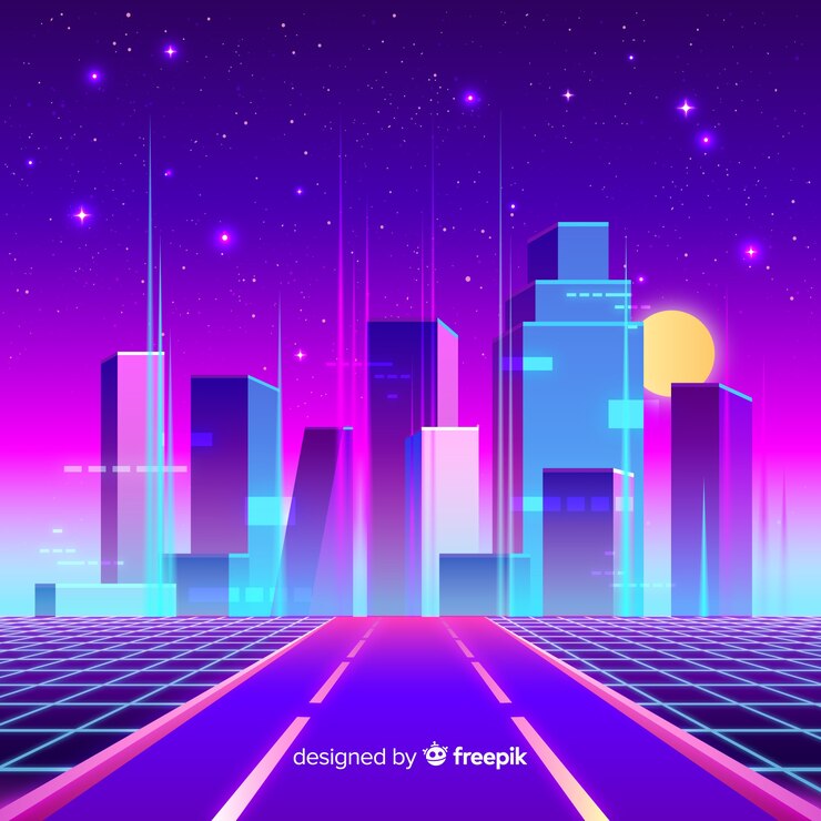 Free Vector flat futuristic night city background