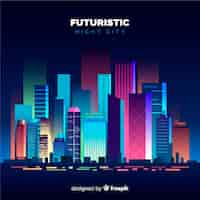 Free vector flat futuristic night city background