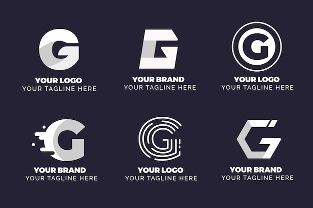 Flat g letter logo collection
