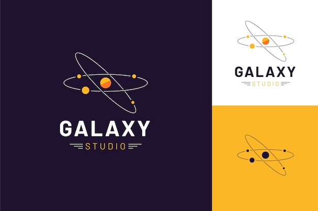 Бесплатное векторное изображение Набор шаблонов плоских логотипов галактики