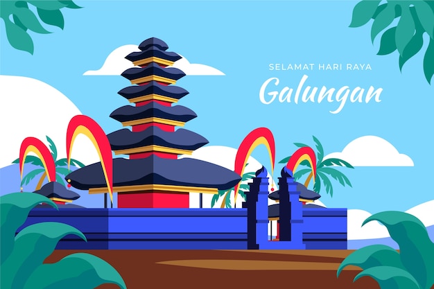 Free vector flat galungan background