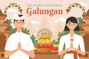 Free vector flat galungan background