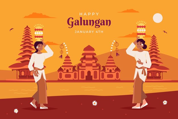 Flat galungan celebration background