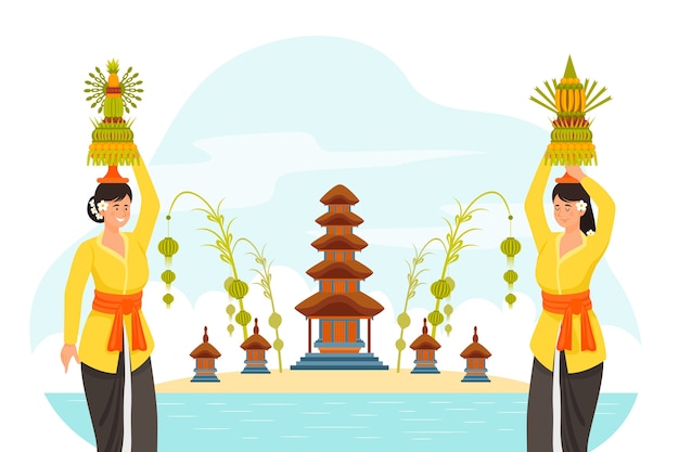 Flat galungan celebration background