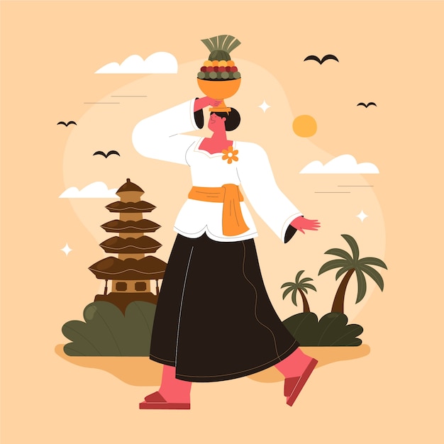 Flat galungan celebration illustration