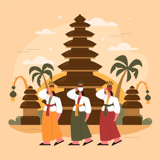 flat galungan celebration illustration