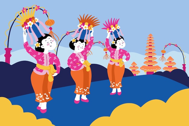 Flat galungan celebration illustration