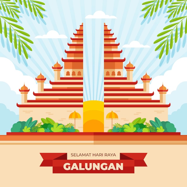 Flat galungan illustration