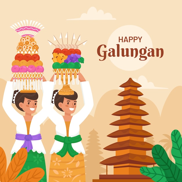 Free vector flat galungan illustration