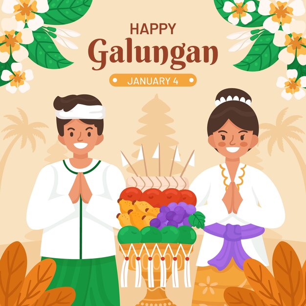 Flat galungan illustration