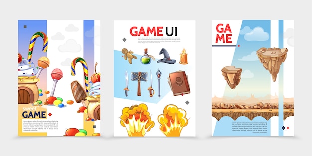 플랫 게임 UI 포스터