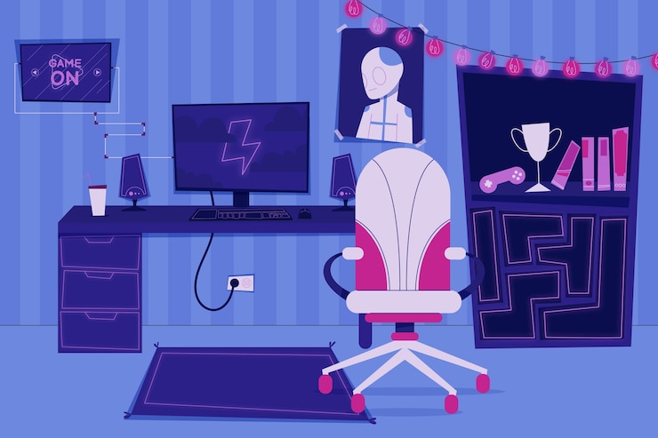 Free Vector flat gamer room