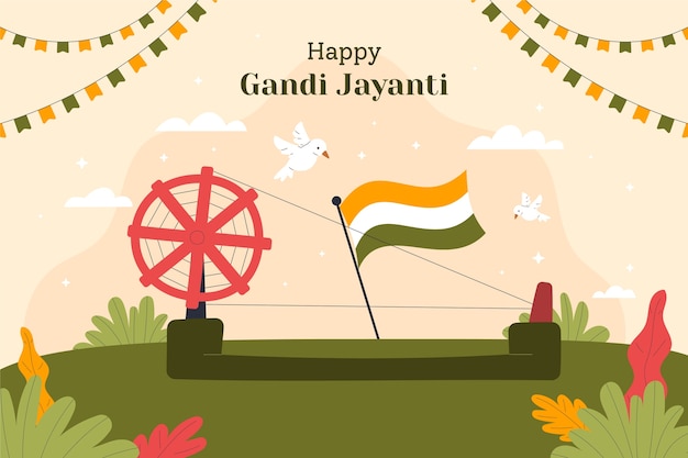 Free vector flat gandhi jayanti background