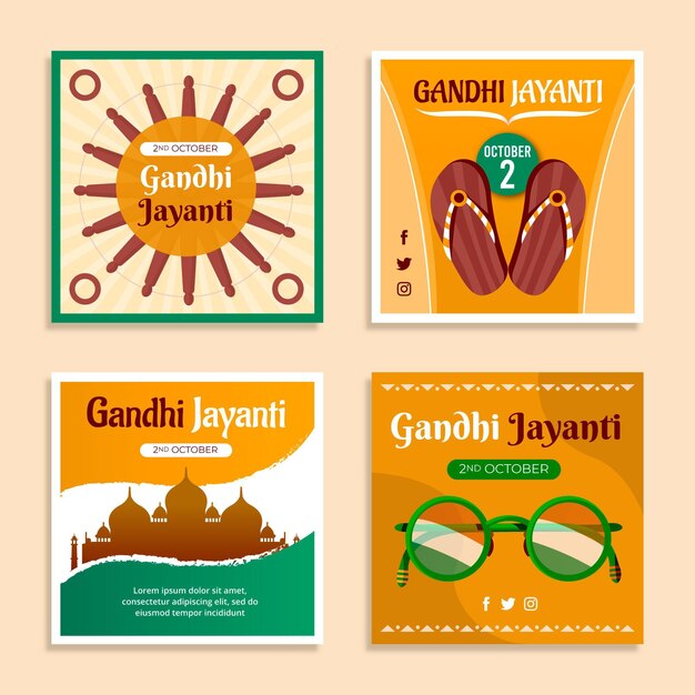 Flat gandhi jayanti instagram posts collection