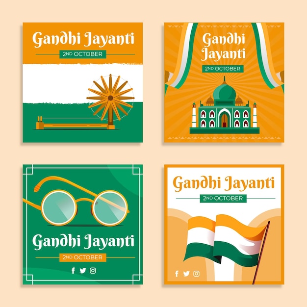 Flat Gandhi jayanti 인스타그램 게시물 모음