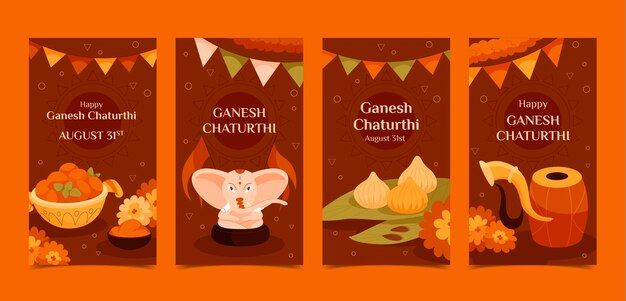 Flat ganesh chaturthi instagram stories collection