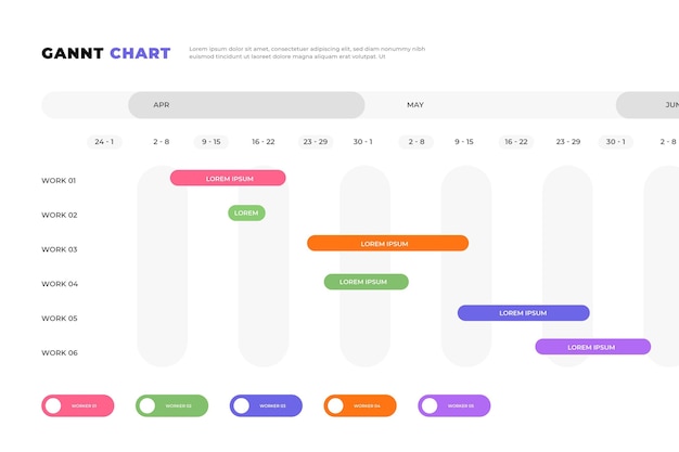 Flat gantt chart concept