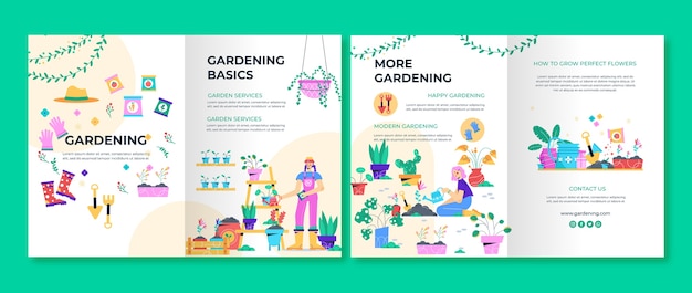 Flat gardening brochure template