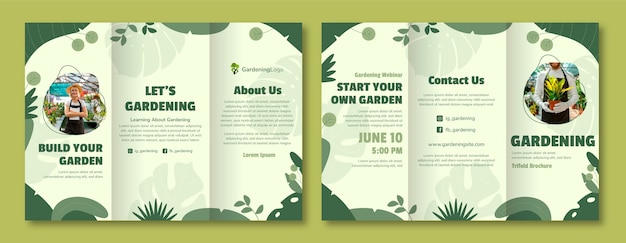 Flat gardening brochure template