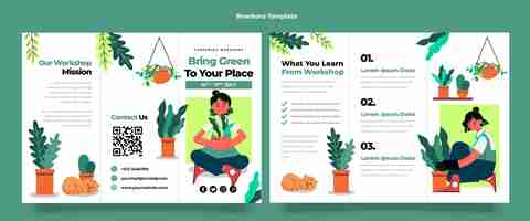 Free vector flat gardening brochure template