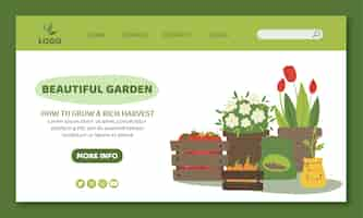 Free vector flat gardening landing page template