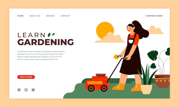 Free vector flat gardening landing page template