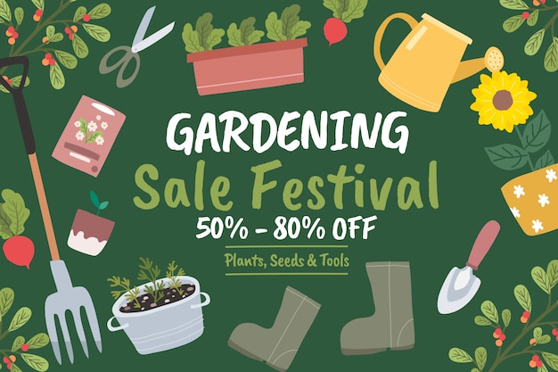 Flat gardening sale background