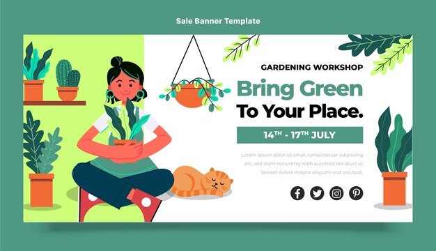 Flat gardening sale background