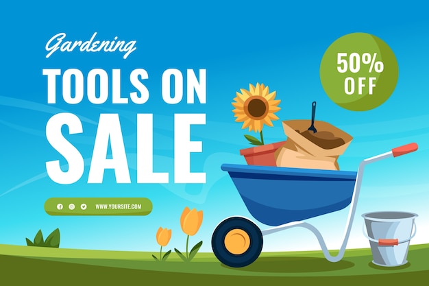 Free vector flat gardening sale background