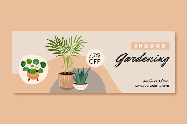 Free vector flat gardening social media cover template