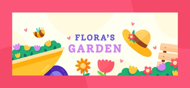 Flat gardening social media cover template