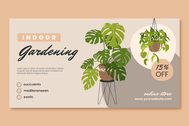 Free vector flat gardening social media post template