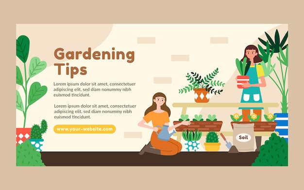 Free vector flat gardening social media post template