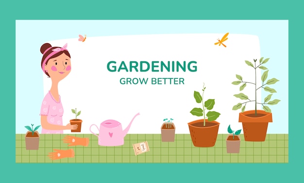 Flat gardening social media post template