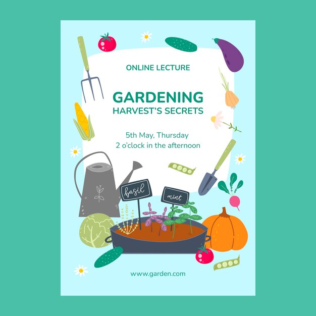 Free vector flat gardening vertical poster template