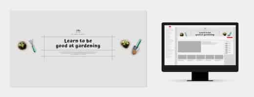 Vettore gratuito canale youtube di giardinaggio piatto art