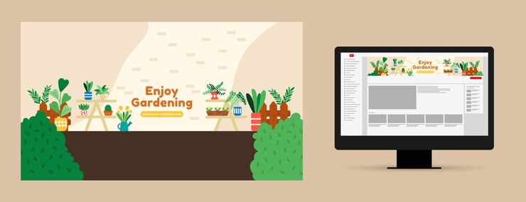 Free Vector flat gardening youtube channel art