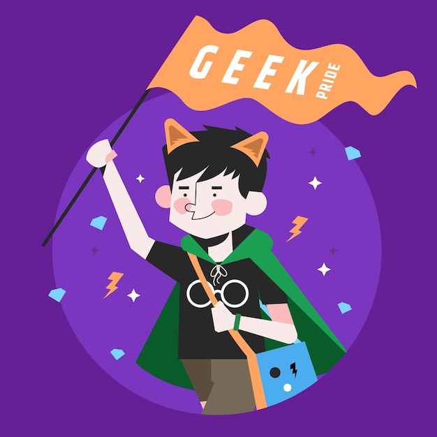 Flat geek pride day illustration