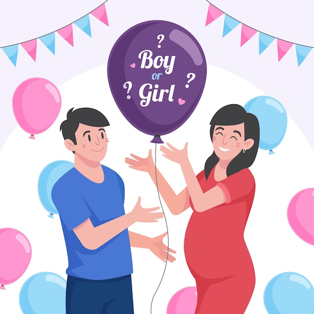 Flat Gender Reveal Illustration